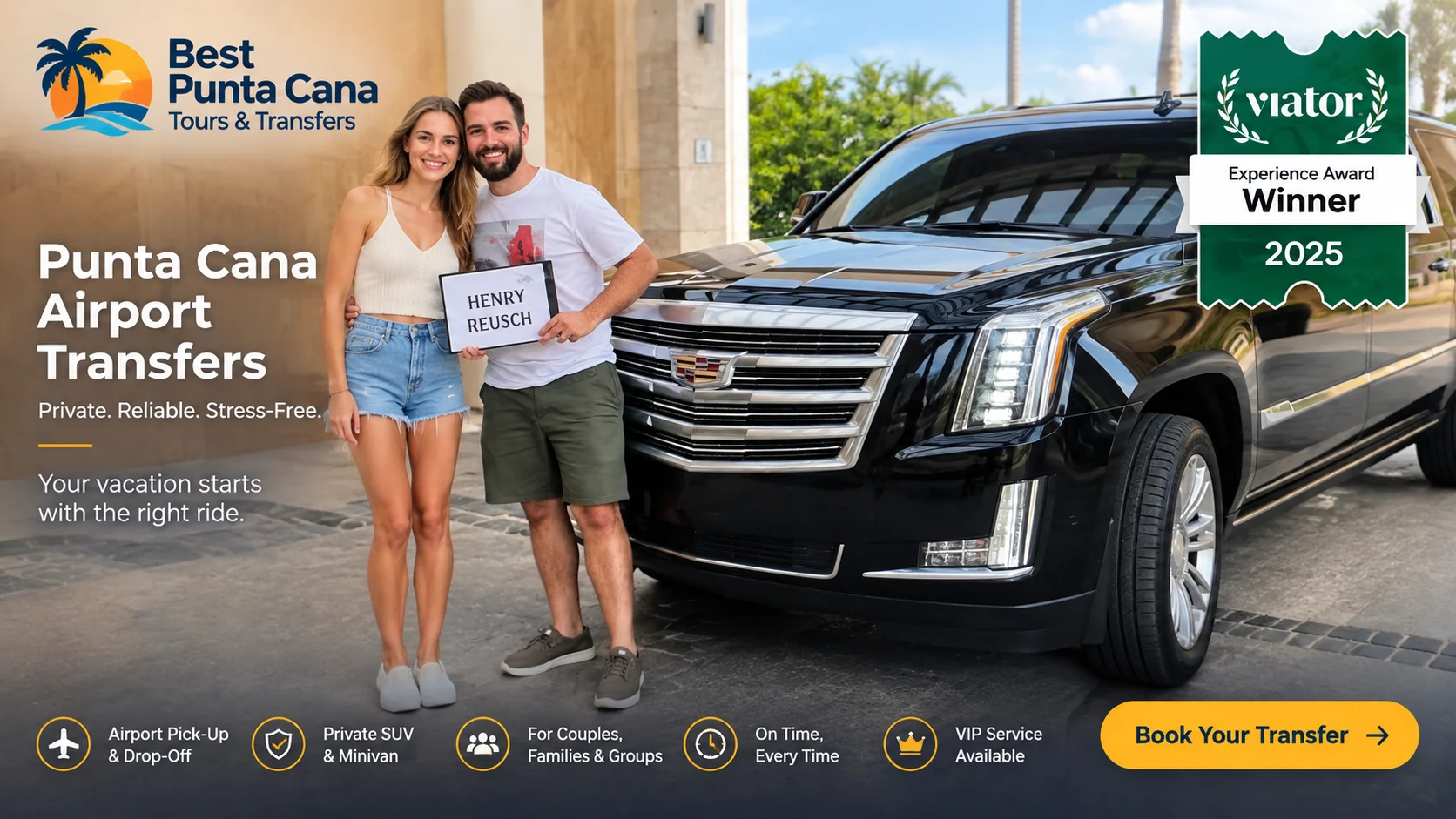 Private Punta Cana airport transfer with luxury SUV and Viator Experience Award Winner 2025