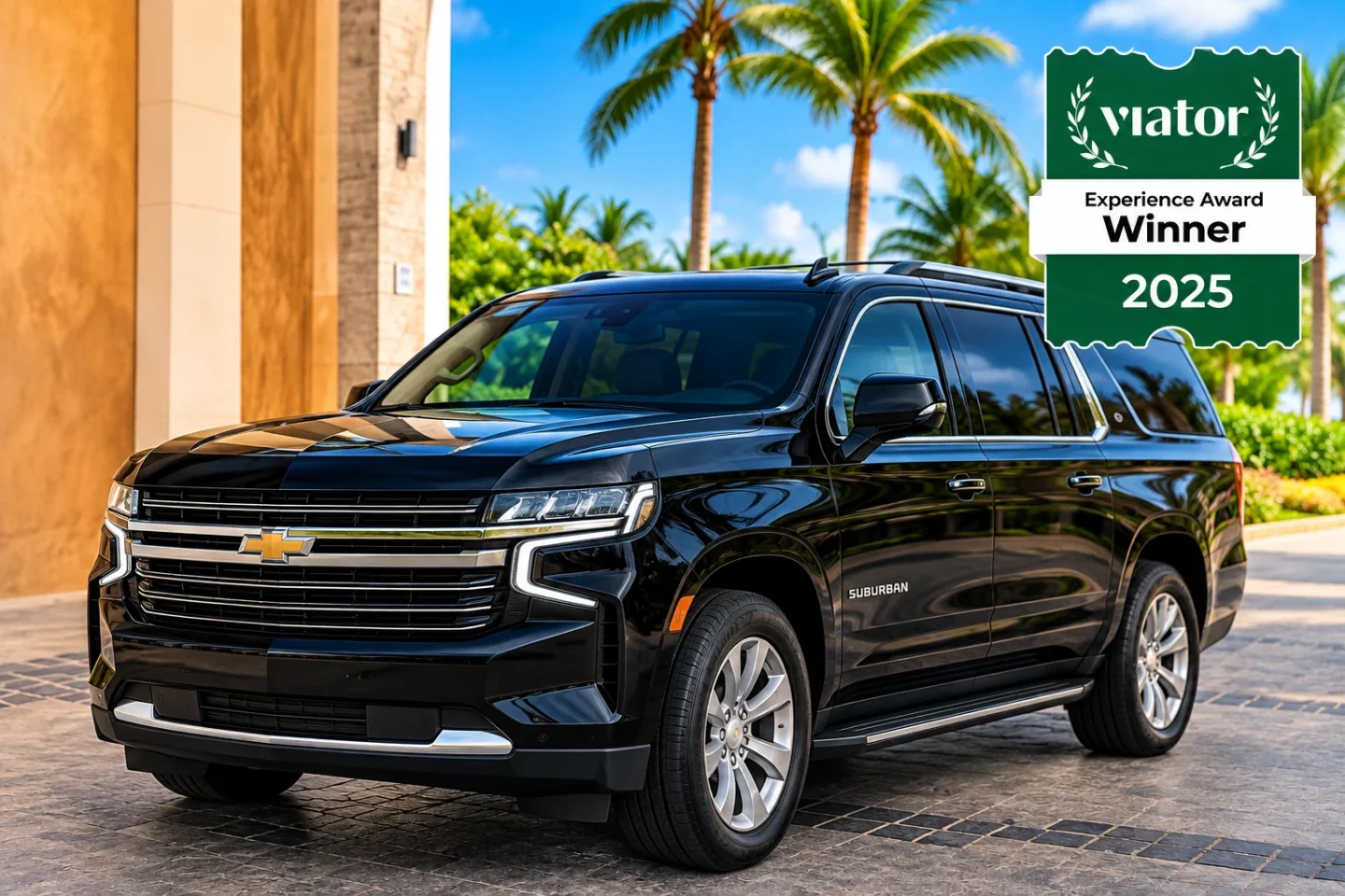 Black Chevrolet Suburban VIP airport transfer in Punta Cana – Viator Experience Award Winner 2025